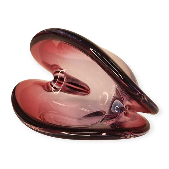 MCM Vintage Murano Seguso Dalla Venezia Purple Glass Clamshell Trinket MINT Cond - Picture 6 of 9